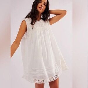 ISO Free People Shea Solid Yoked Mini Dress size XL in White